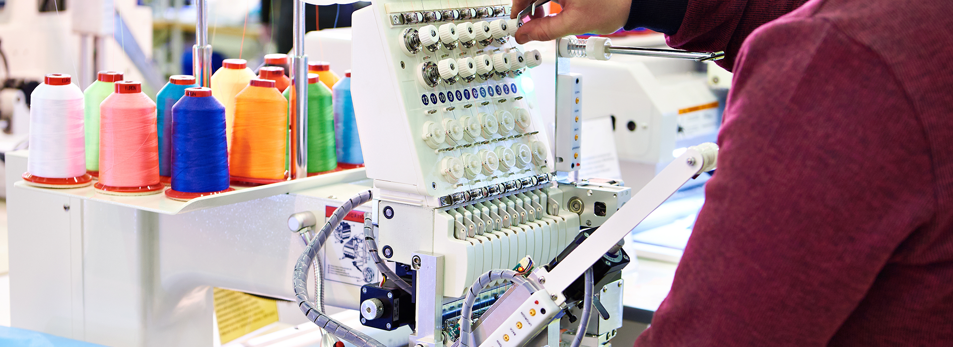 Embroidery machines.