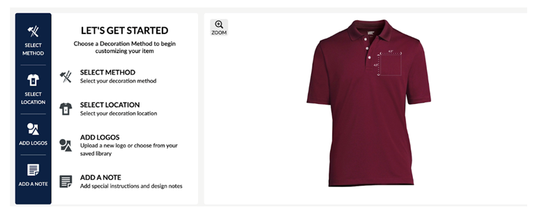 Screenshot of a web store with a customizable shirt using Artifi.