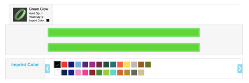 Screenshot of a web store with a customizable wristband